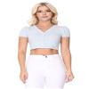 YEMAK Women's Cropped Bolero Cardigan  Short Sleeve V-Neck Basic Classic Casual Button Down Knit Soft Sweater Knitted Top HB2137-OLV-S Olive view 2