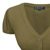 YEMAK Women's Cropped Bolero Cardigan  Short Sleeve V-Neck Basic Classic Casual Button Down Knit Soft Sweater Knitted Top HB2137-OLV-S Olive view 3