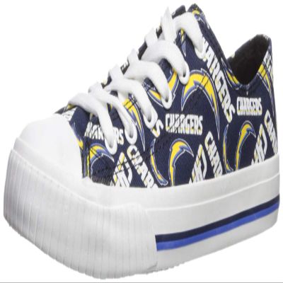 FOCO Los Angeles Chargers NFL Womens Low Top Repeat Print Canvas Shoes - 8