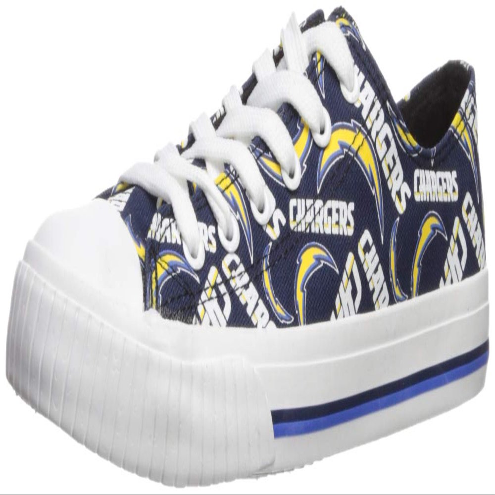 FOCO Los Angeles Chargers NFL Womens Low Top Repeat Print Canvas Shoes - 8