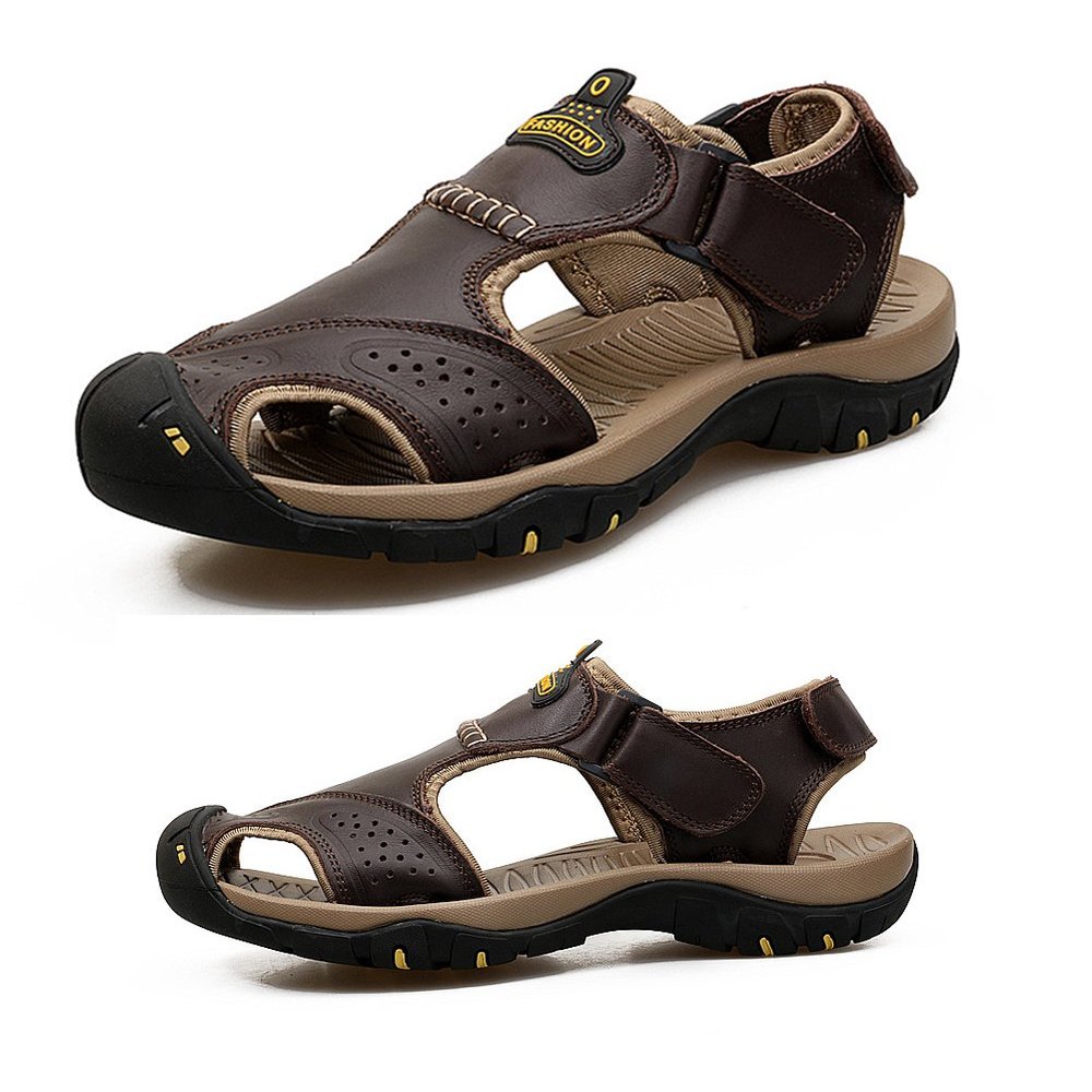 Maesty Mens Hiking Sandals Summer Athletic Comfortable Slippers Waterproof?Breathable Outdoor Sports Beach Shoes Black 25.5 cm 8.5 M US Heel to Toe