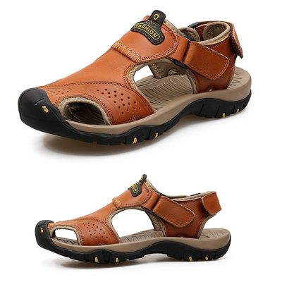 Maesty Mens Hiking Sandals Summer Athletic Comfortable Slippers Waterproof?Breathable Outdoor Sports Beach Shoes?Brown?11.5 M US?28.5 cm Heel to Toe