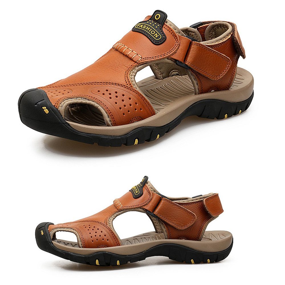 Maesty Mens Hiking Sandals Summer Athletic Comfortable Slippers Waterproof?Breathable Outdoor Sports Beach Shoes?Brown?11.5 M US?28.5 cm Heel to Toe