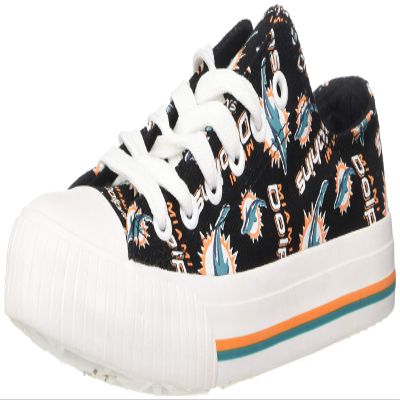 FOCO Miami Dolphins NFL Womens Low Top Repeat Print Canvas Shoes - 9