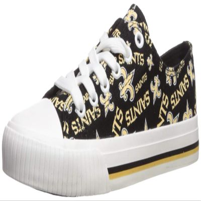 FOCO New Orleans Saints NFL Womens Low Top Repeat Print Canvas Shoes - 7