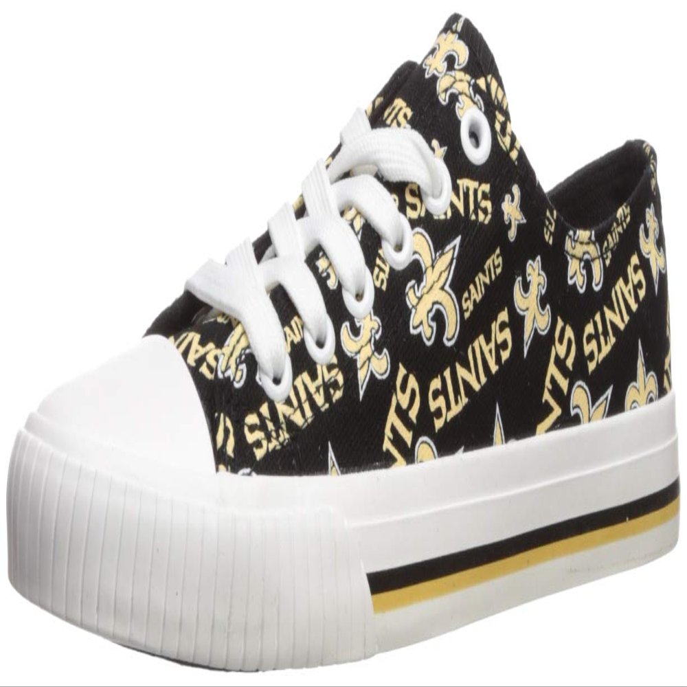 FOCO New Orleans Saints NFL Womens Low Top Repeat Print Canvas Shoes - 7