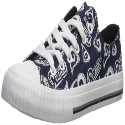FOCO Los Angeles Rams NFL Womens Low Top Repeat Print Canvas Shoes - 9