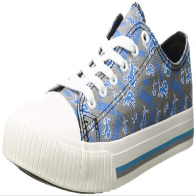 FOCO Detroit Lions NFL Womens Low Top Repeat Print Canvas Shoes - 6