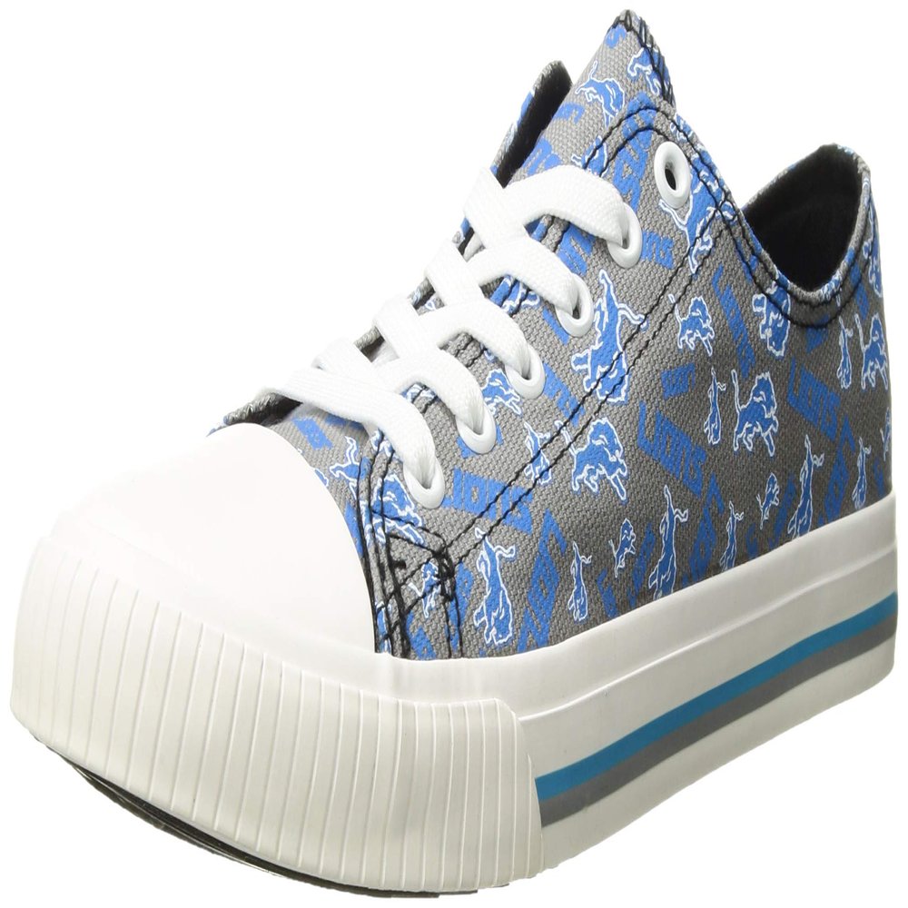 FOCO Detroit Lions NFL Womens Low Top Repeat Print Canvas Shoes - 6