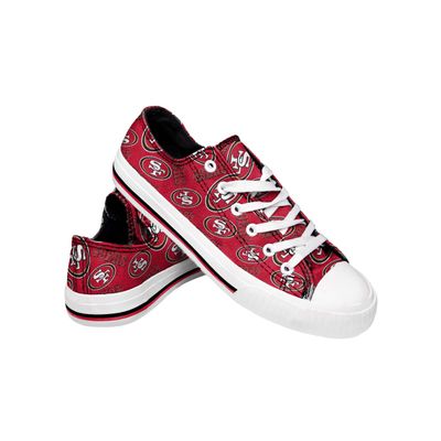 FOCO San Francisco 49ers NFL Womens Low Top Repeat Print Canvas Shoes - 10