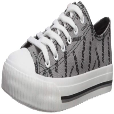 FOCO Las Vegas Raiders NFL Womens Low Top Repeat Print Canvas Shoes - 6