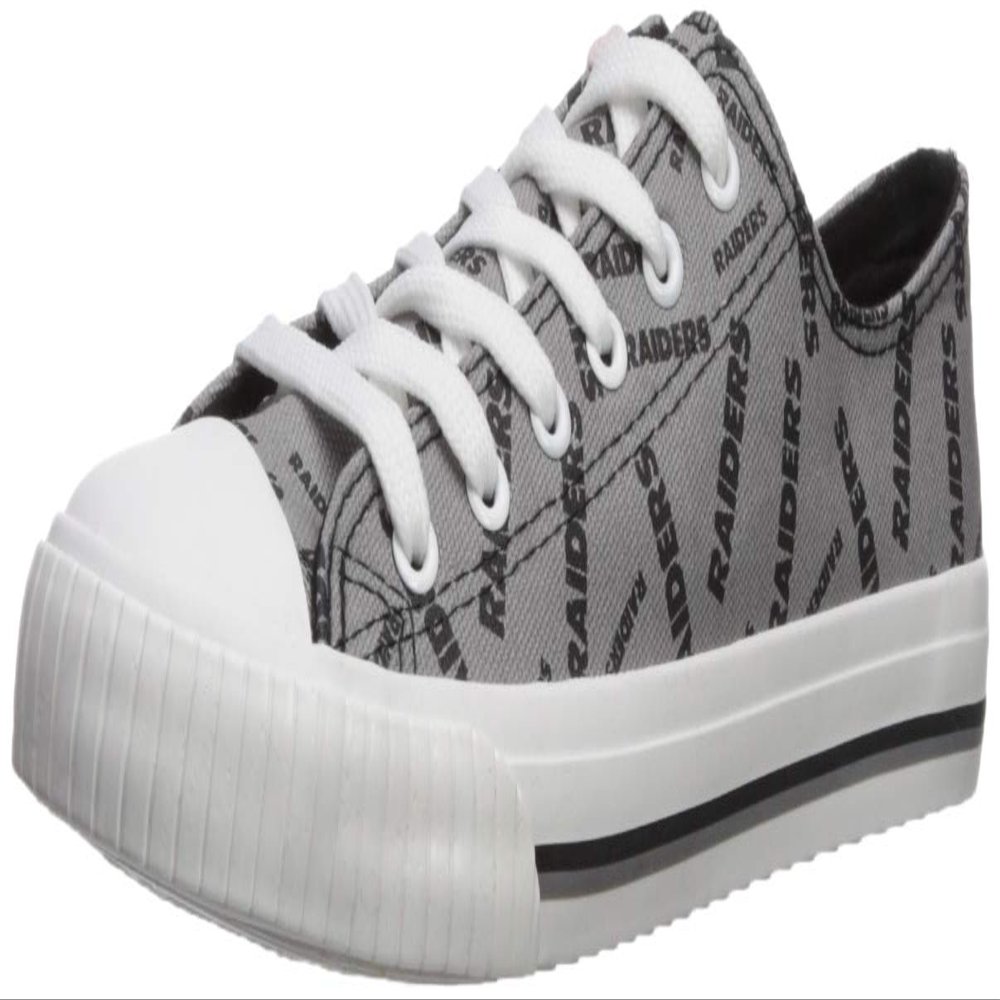 FOCO Las Vegas Raiders NFL Womens Low Top Repeat Print Canvas Shoes - 6