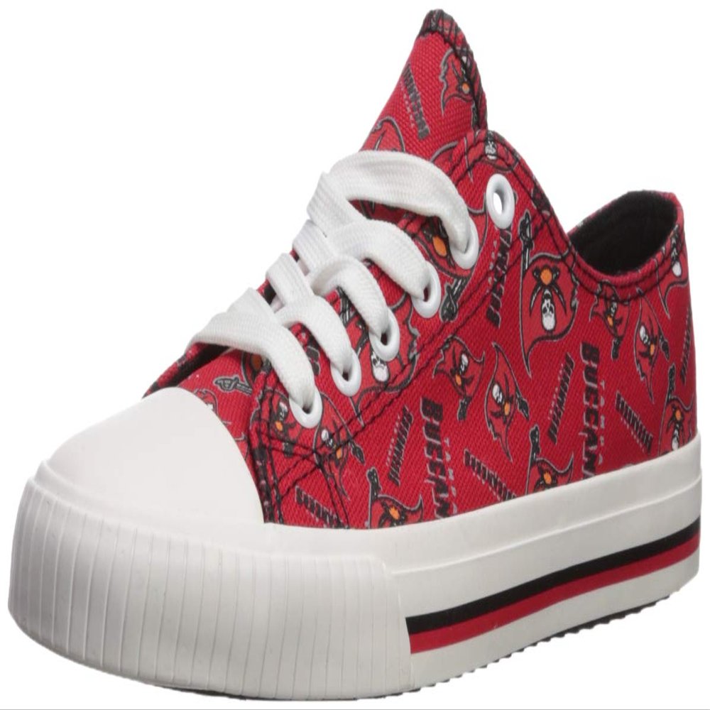 FOCO Tampa Bay Buccaneers NFL Womens Low Top Repeat Print Canvas Shoes - 9