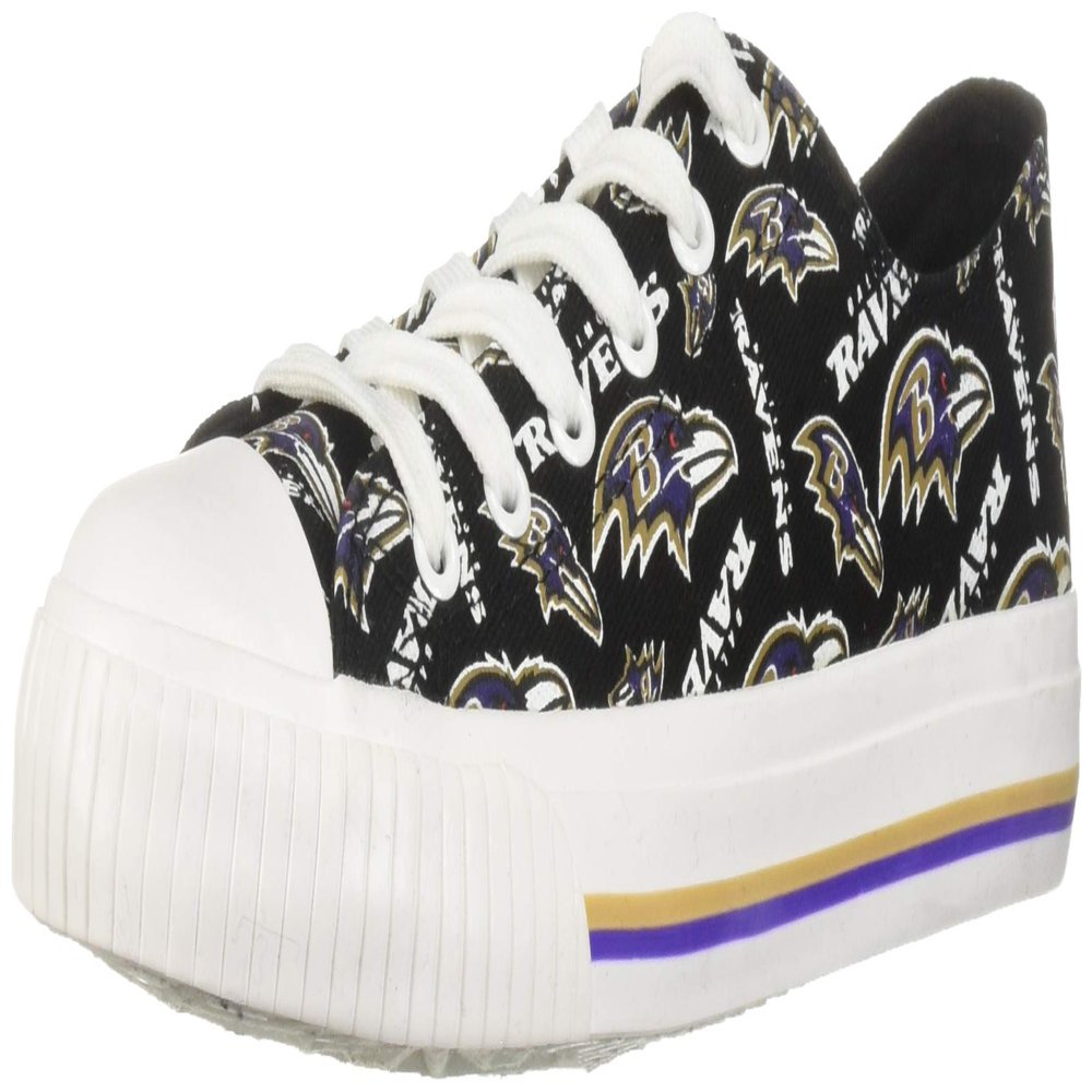 FOCO Baltimore Ravens NFL Womens Low Top Repeat Print Canvas Shoes - 6