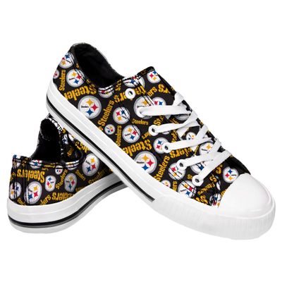 FOCO Pittsburgh Steelers NFL Womens Low Top Repeat Print Canvas Shoes - 7