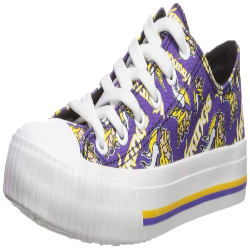 FOCO Minnesota Vikings NFL Womens Low Top Repeat Print Canvas Shoes - 6