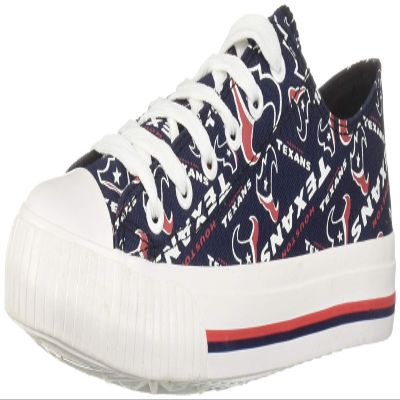 FOCO Houston Texans NFL Womens Low Top Repeat Print Canvas Shoes - 7