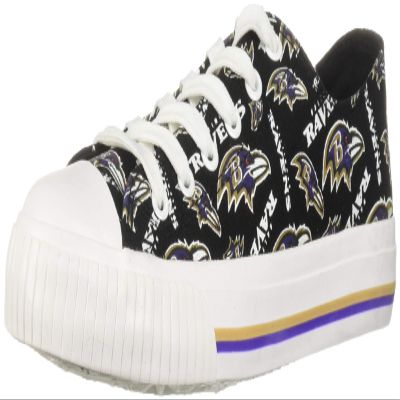 FOCO Baltimore Ravens NFL Womens Low Top Repeat Print Canvas Shoes - 8