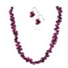 Regalia by Ulti Ramos .925 Sterling Silver Cultured Cranberry Freshwater Pearl Necklace and Dangle Earring Set view 1