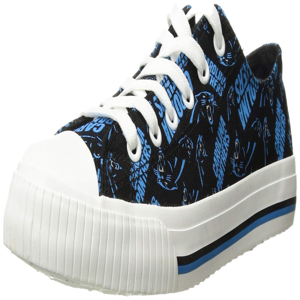 FOCO Carolina Panthers NFL Womens Low Top Repeat Print Canvas Shoes - 8