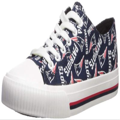 FOCO New England Patriots NFL Womens Low Top Repeat Print Canvas Shoes - 8