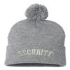 Go All Out One Size Heather Grey Pom Security Embroidered Knit Beanie Pom Cap view 1