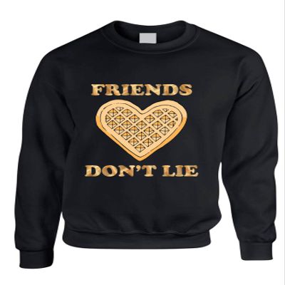 ALLNTRENDS Adult Sweatshirt Friends Don't Lie Shirt Waffle Top Cool Trendy Gift (S, Black)