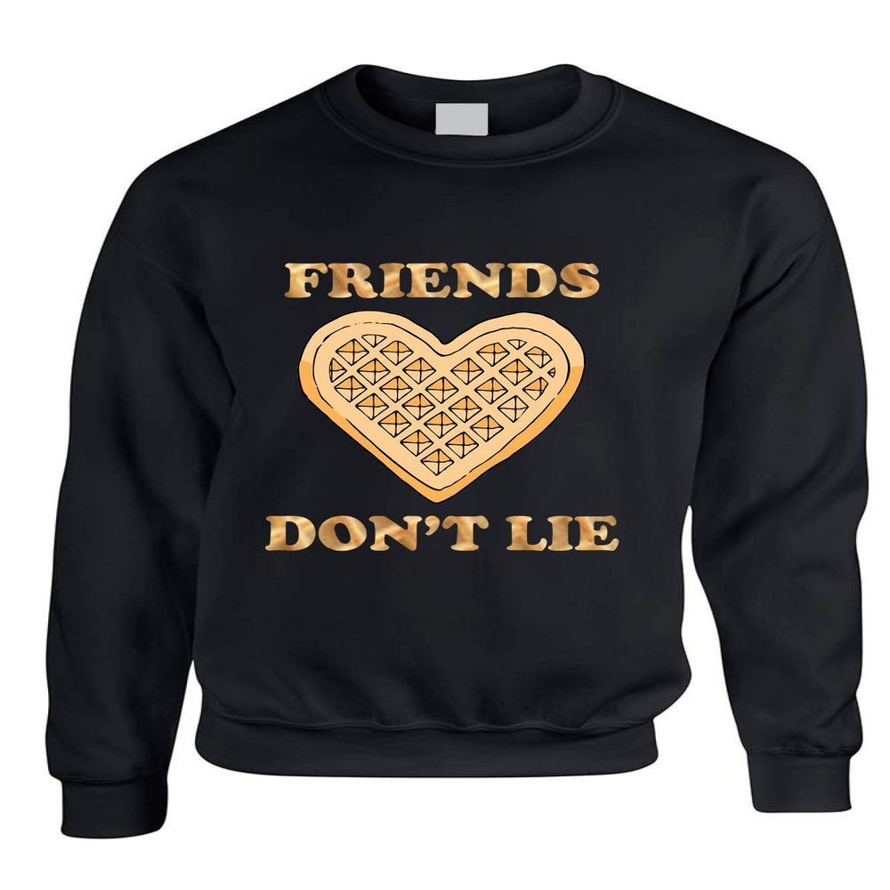 ALLNTRENDS Adult Sweatshirt Friends Don't Lie Shirt Waffle Top Cool Trendy Gift (S, Black)