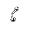 Pierced Owl 316L Stainless Steel 12-00GA Large Gauge Internally Threaded Curved Barbell (00GA / 12mm Length / 12mm Ball Size) view 1