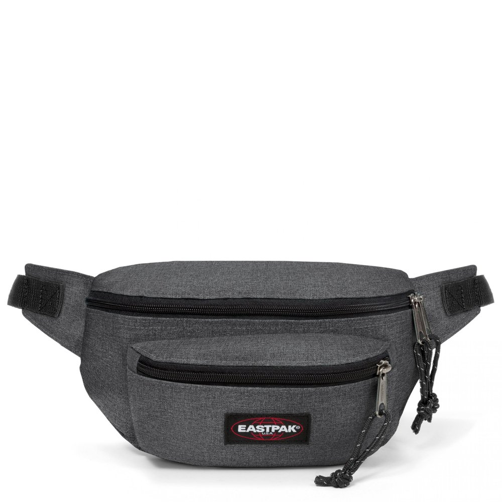 EASTPAK Doggy Bag  3L Waistpack with Front & Back Zip Pockets, Adjustable Belt, Lightweight & Vegan-Friendly, Black Denim