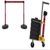 Banner Stakes Crowd Control Plus Cart Package & Accessory Tray, 75' Total Retractable Belt Barrier System - 5 Telescoping Stanchions w/ 15' Red "Do Not Enter - Arc Flash Boundary" Banners (PL4079T) view 2