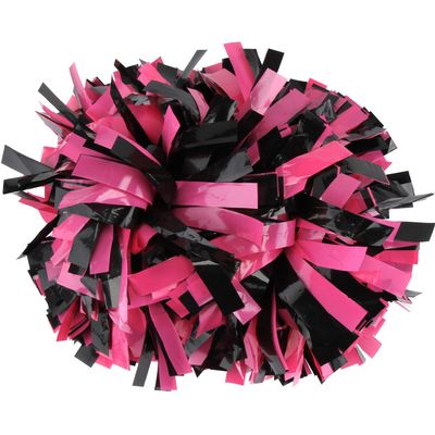 ICObuty Plastic Cheerleader Cheerleading Pom Pom 6 inch 1 Pair/2 Pieces (Wet hot Pink/Black)