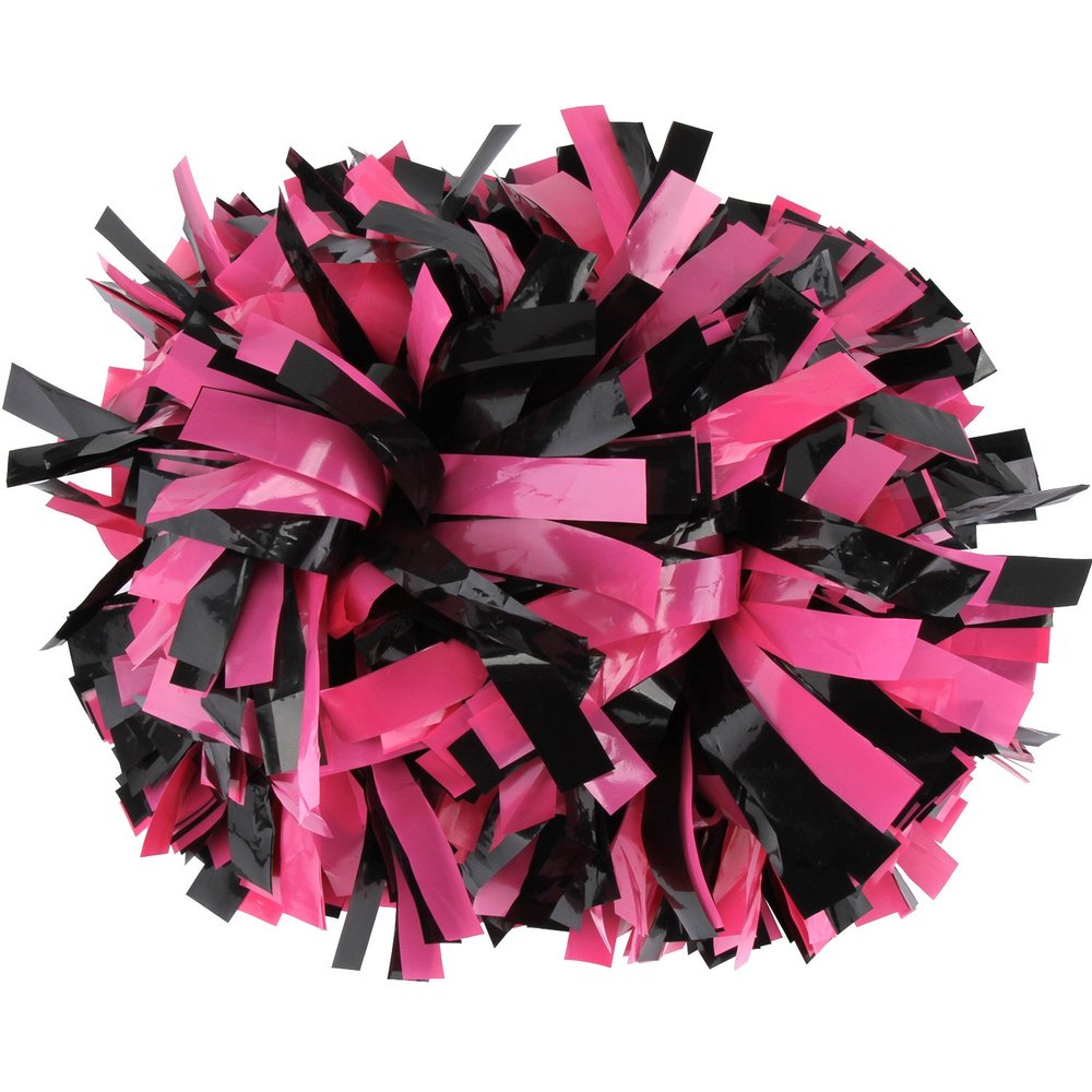 ICObuty Plastic Cheerleader Cheerleading Pom Pom 6 inch 1 Pair/2 Pieces (Wet hot Pink/Black)