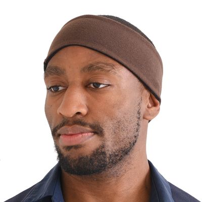 CHARM Sports Headbands for Men - Reversible Moisture Wicking Sweat Absorbing Headband Cotton Made in Japan Brown Black