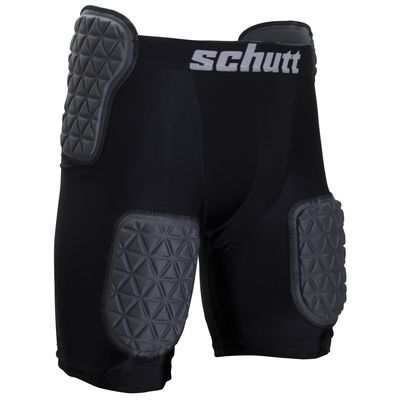 Schutt ProTech Tri All-in-One Football Girdle Padded Compression Shorts with Integrated Hip, Tailbone and Thigh Pads, Youth, Charcoal/Black, Large