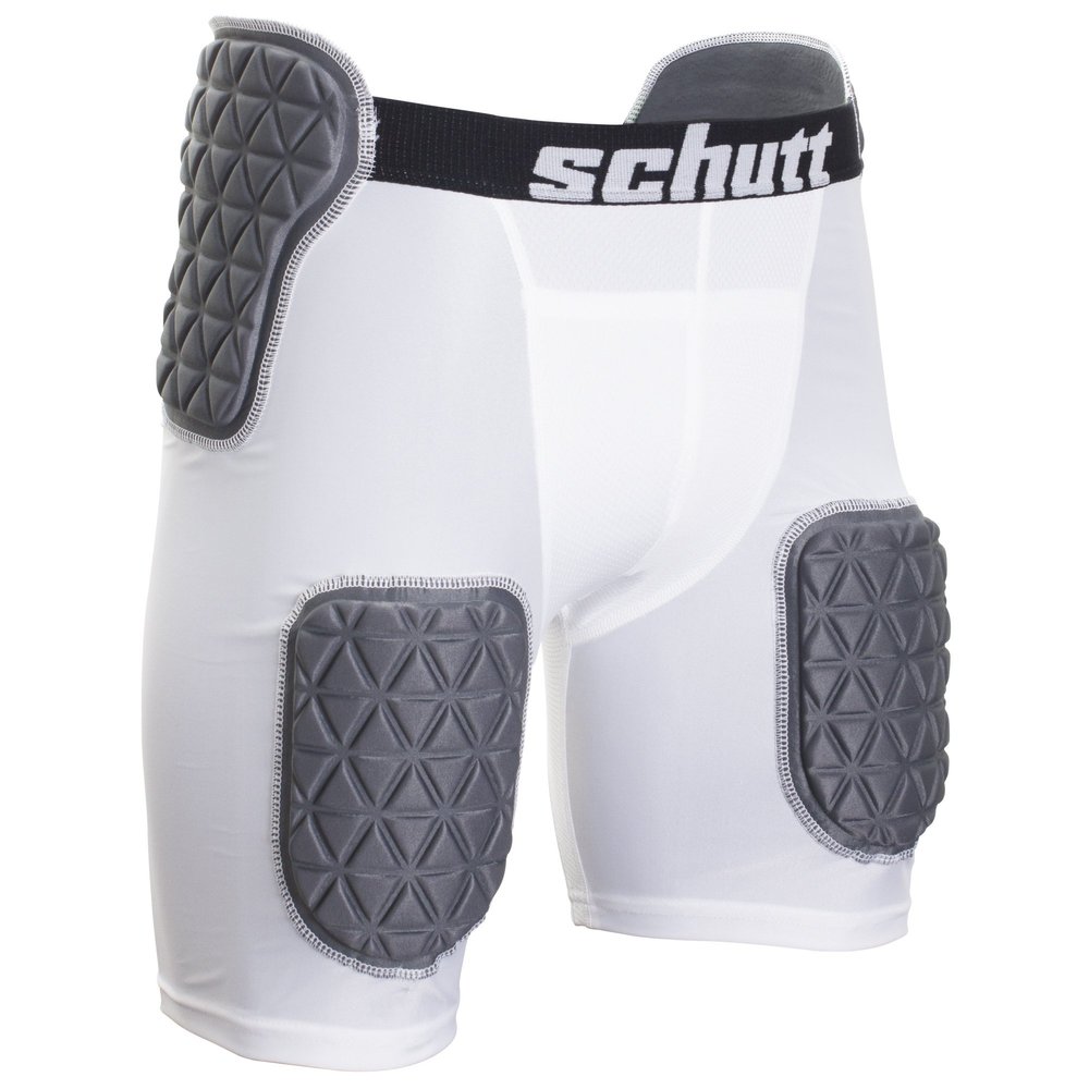Schutt ProTech Youth All-in-One Football Girdle Padded Compression Shorts with Integrated Pads, White, Small