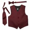 Spencer J's Boys Formal Tuxedo Vest Tie and Bowtie set Variety of Colors (3-4, Burgundy)