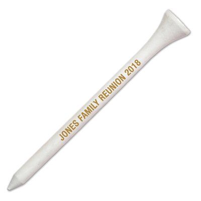 250 Personalized Custom Wood Golf Tees - 1 Color Imprint 2-3/4" White