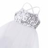 YiZYiF Girl's Ballerina Camisole Sequined Dancing Lyrical Dress Asymmetric Skirt Dancewear (10-12, White) view 3