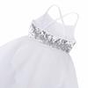 YiZYiF Girl's Ballerina Camisole Sequined Dancing Lyrical Dress Asymmetric Skirt Dancewear (10-12, White) view 4