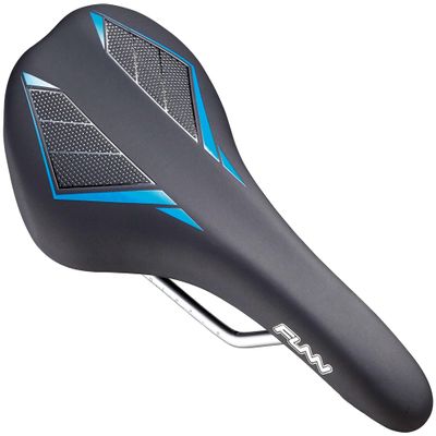 Funn Skinny Mountain Bike Saddle with Durable CrMo Rails, Featherlight and Streamlined Bicycle Seat, Tough Vinyl Leather Covered Bicycle Saddle for MTB, BMX and Road Bike (Blue)