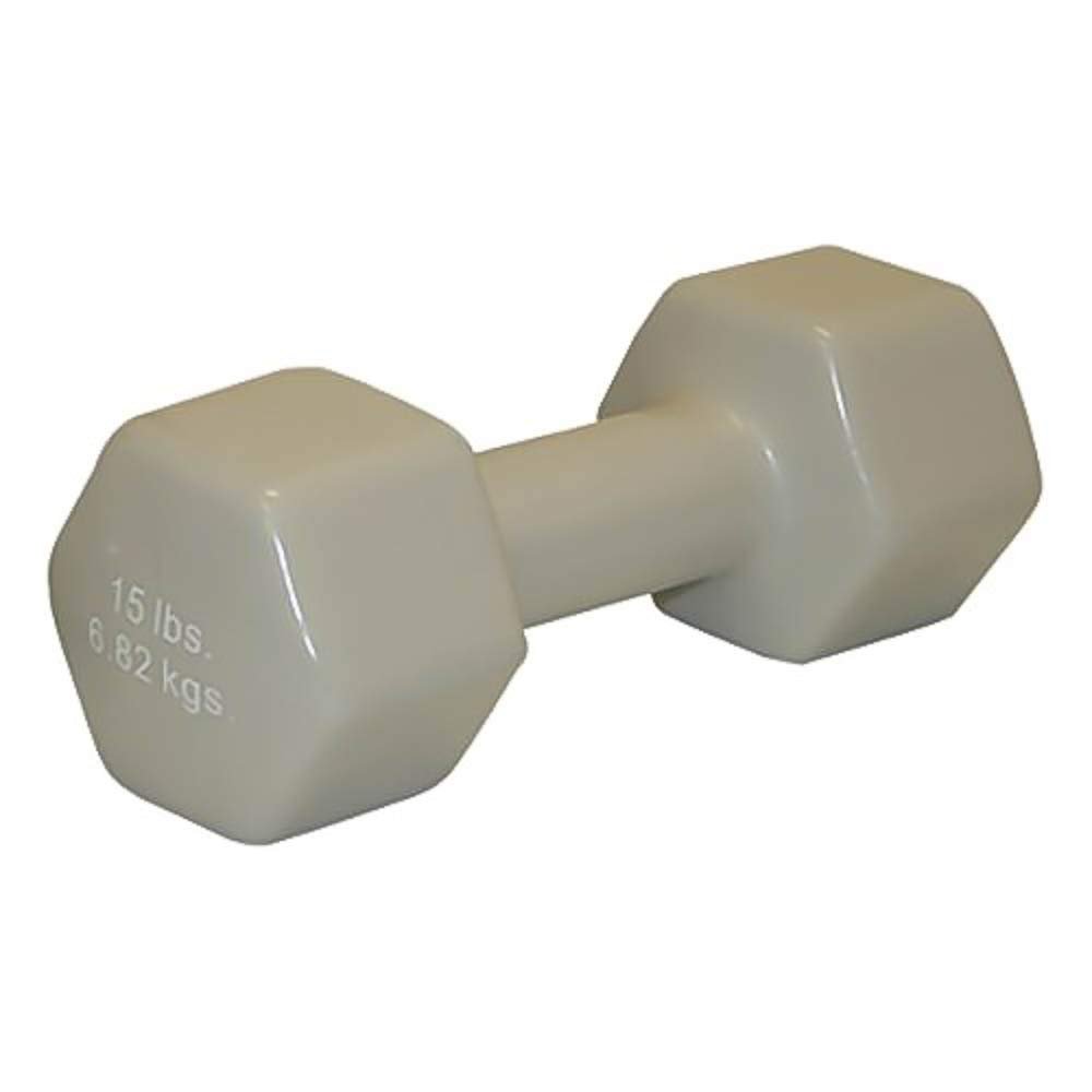CanDo Vinyl-Coated Cast Iron Dumbbells, 15 lb., Individual