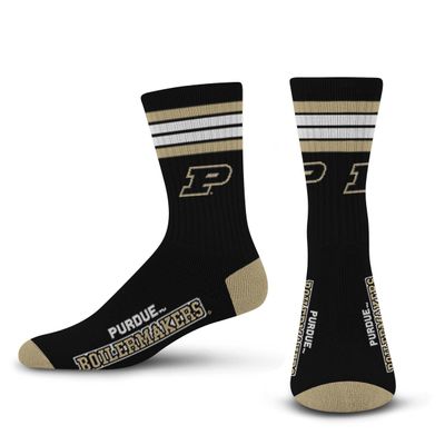 For Bare Feet NCAA Purdue Boilermakers 4 Stripe Deuce Crew Sock Team Color MEDIUM