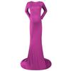 Maternity Elegant Fitted Photography Gown Long Sleeve Slim Fit Maxi Photography Floor Baby Shower Grace Dress Photo Shoot Violet Purple M view 2