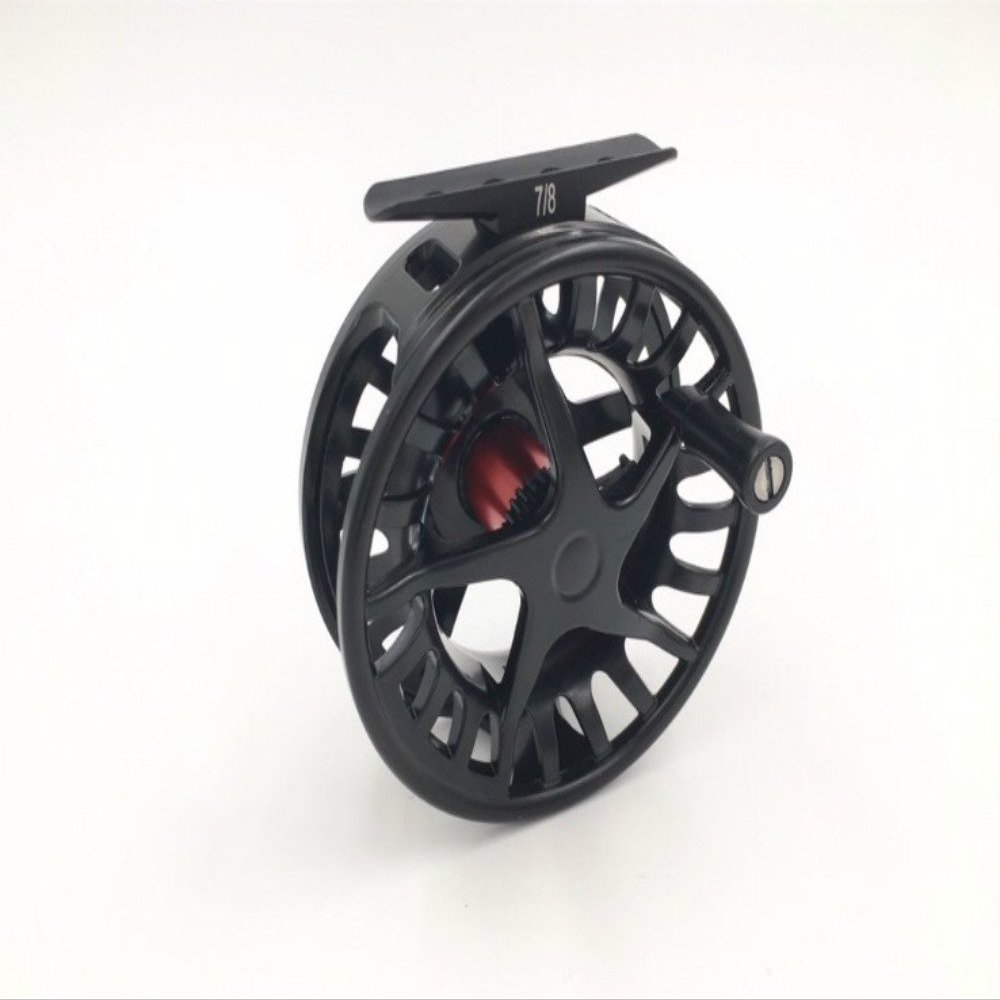 Rudder Fly Fishing Reel Aluminum Alloy Body 5/6, 7/8 Light Weight Black Red (7/8)