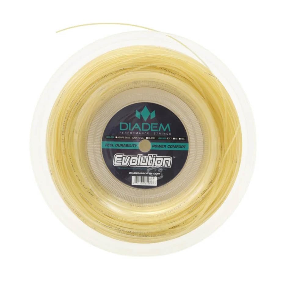 Diadem Evolution Tennis String Reel | Premium Polyamide Monofilament | Comfortable, Durable, and High-Performance String Reel for Frequent Stringers (15L (1.35mm), Natural)
