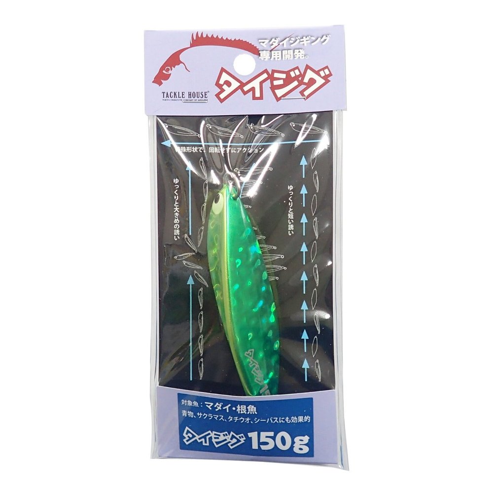Tacklehouse TJ150 Metal Jig, Tie Jig, 3.6 inches (92 mm), 5.3 oz (150 g), Green Lemon #9 Lure