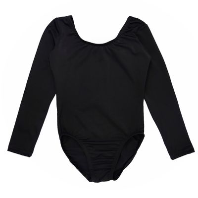 Sookie Active Basic Long Sleeve Leotard (BLACK, Youth 2-4)