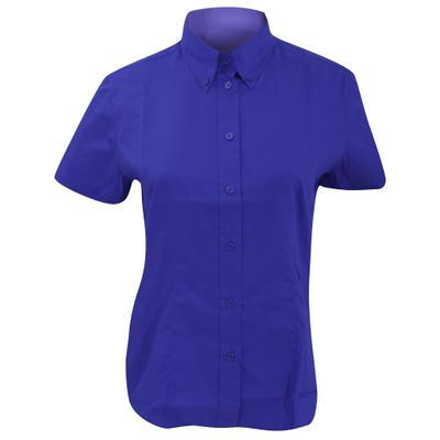 KUSTOM KIT Ladies Coporate Oxford Short Sleeve Shirt (26 US) (Royal Blue)