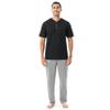 Fruit of the Loom Men's 2-Piece Jersey Knit Pajama Set, Black/Grey Heather, 4X view 1